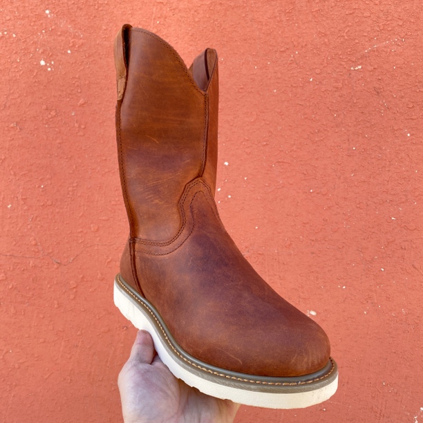 单皮牛仔靴复古圆头西部牛仔靴机车靴