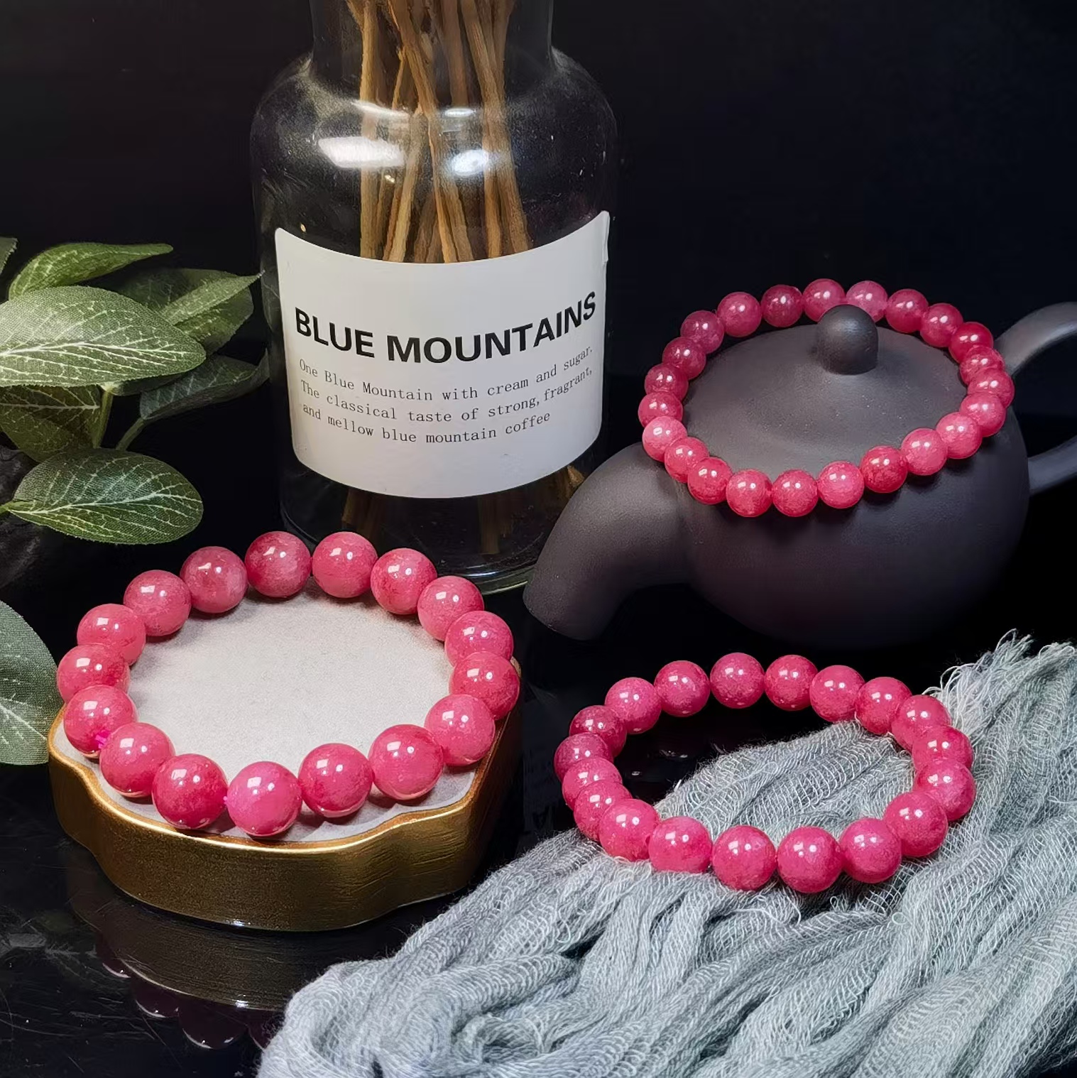 【老赵宝藏】红纹蔷薇石手链-多样性发其一