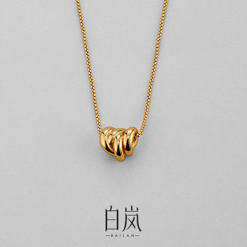 坠链均925银 白岚结爱项链女简约百搭925银轻奢金色新款XL4598