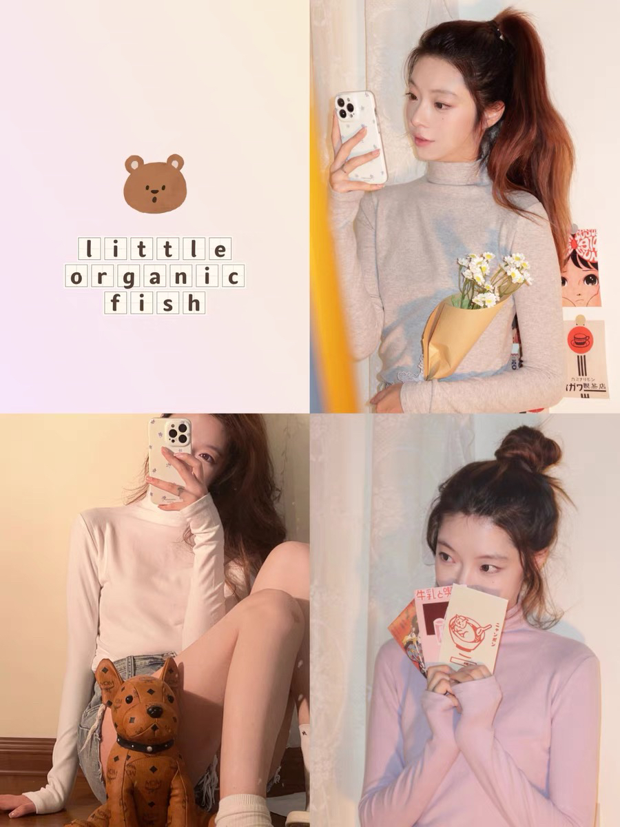 ORfish自制棉抓绒软糯糯中领打底衫半高领修身