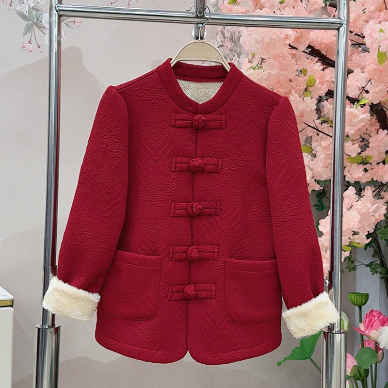 3010款冬季加厚一体复合绒棉衣拼接毛毛保暖棉服中式复古秋冬外套