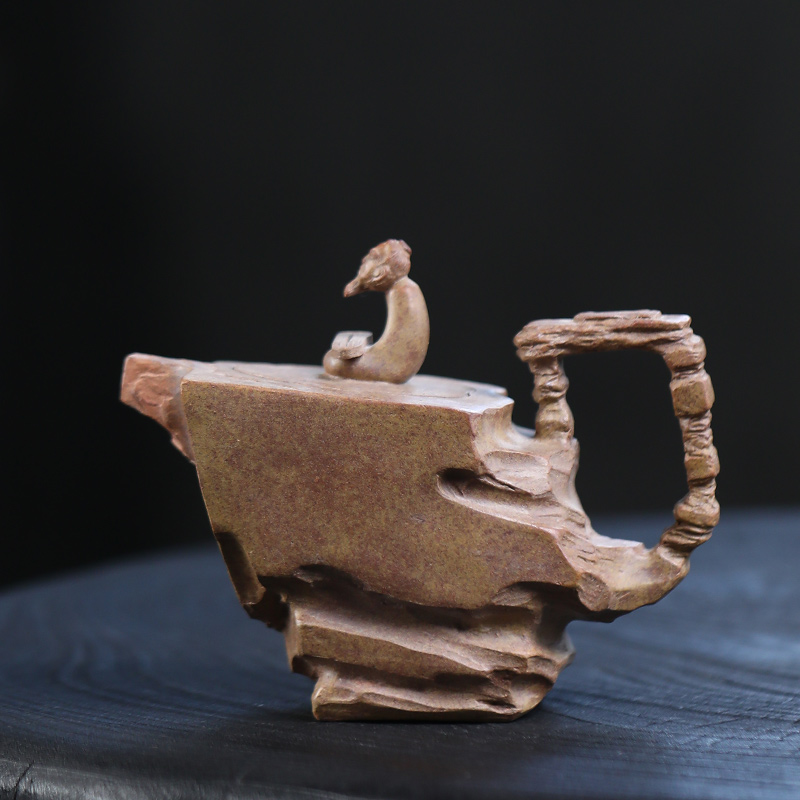 【中老期茶叶研究中心】 宜兴紫砂壶 原矿翡翠金砂高山流水230ml