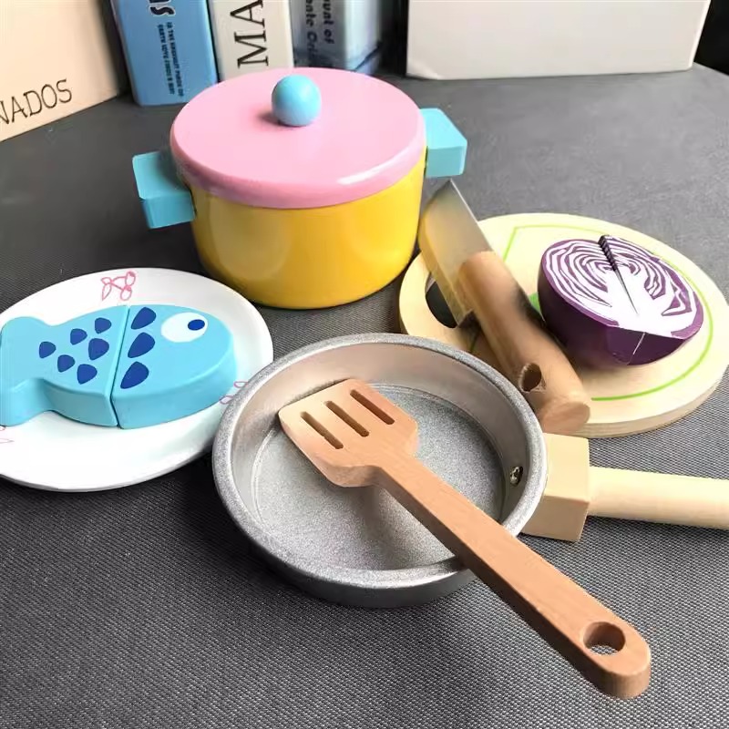 厨房煮饭木质过家家过家家玩具木制仿真火锅套装电磁炉儿童过家家