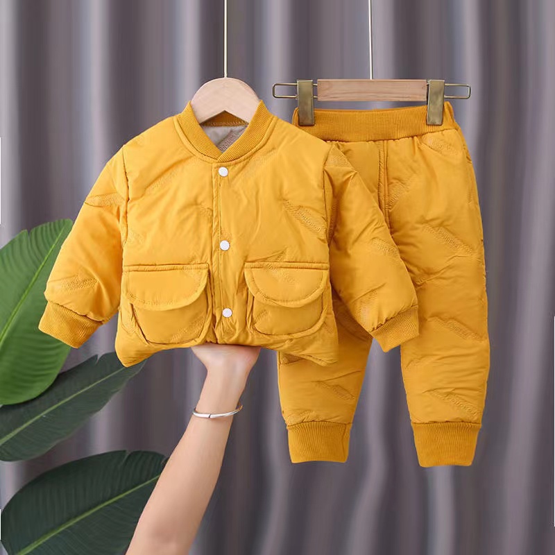 婴儿儿童棉服套装秋冬装宝宝加厚外穿棉衣棉裤中小童保暖两件套潮