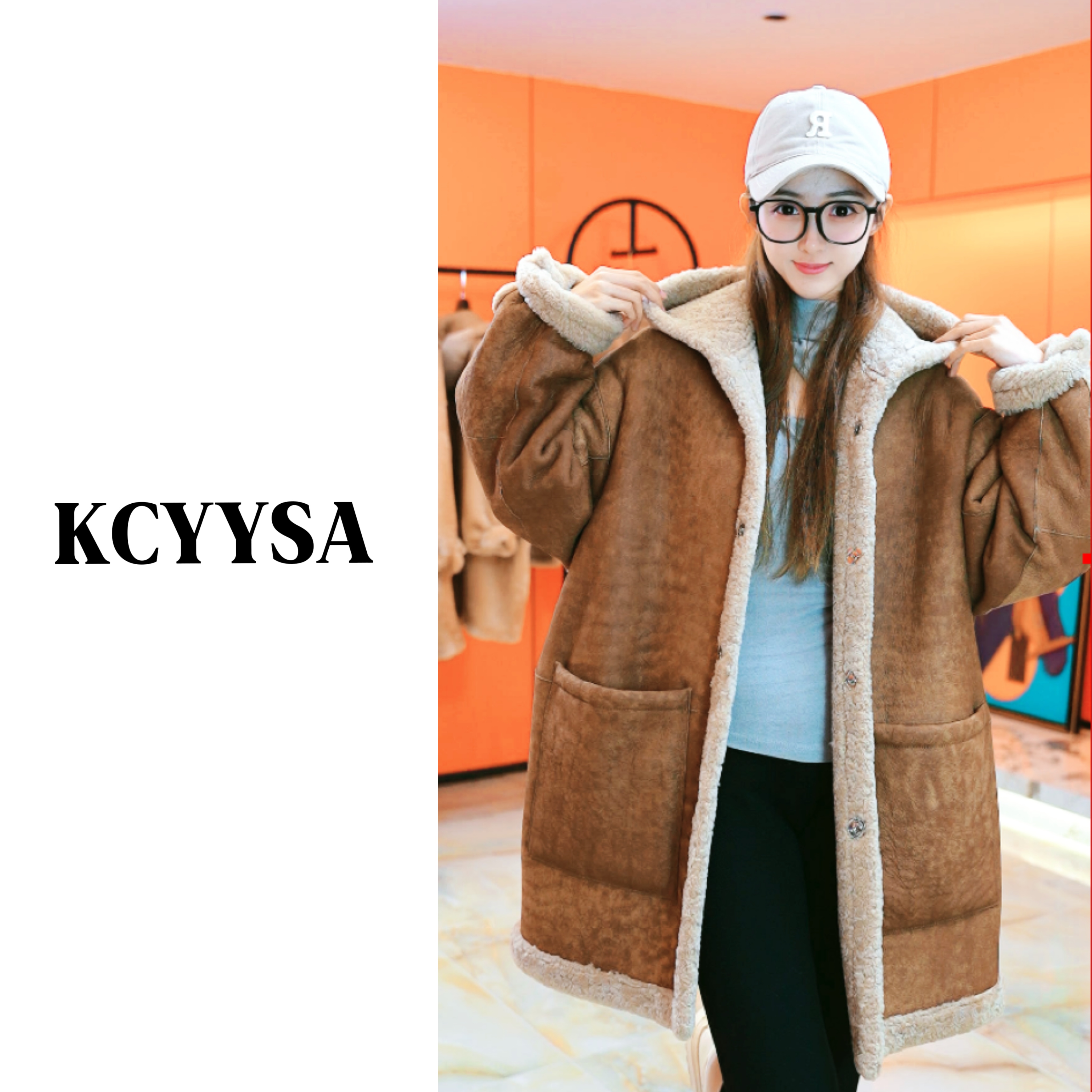  2025新款双面穿设计师气质轻奢时尚冬季连帽中长款皮毛 51286