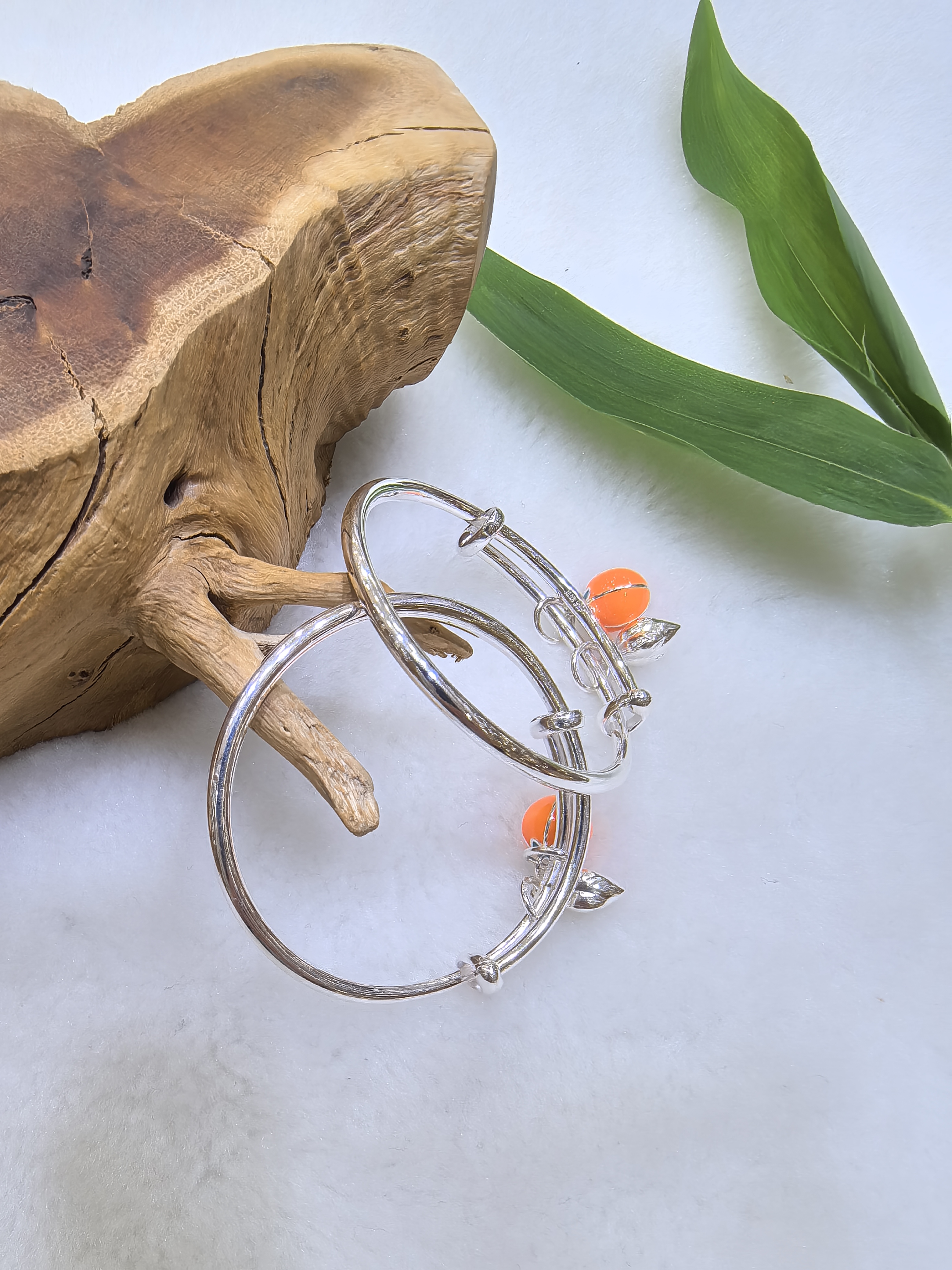 足银珐琅银制品 段银匠手工足银童镯小童男童女童吊柿子童镯