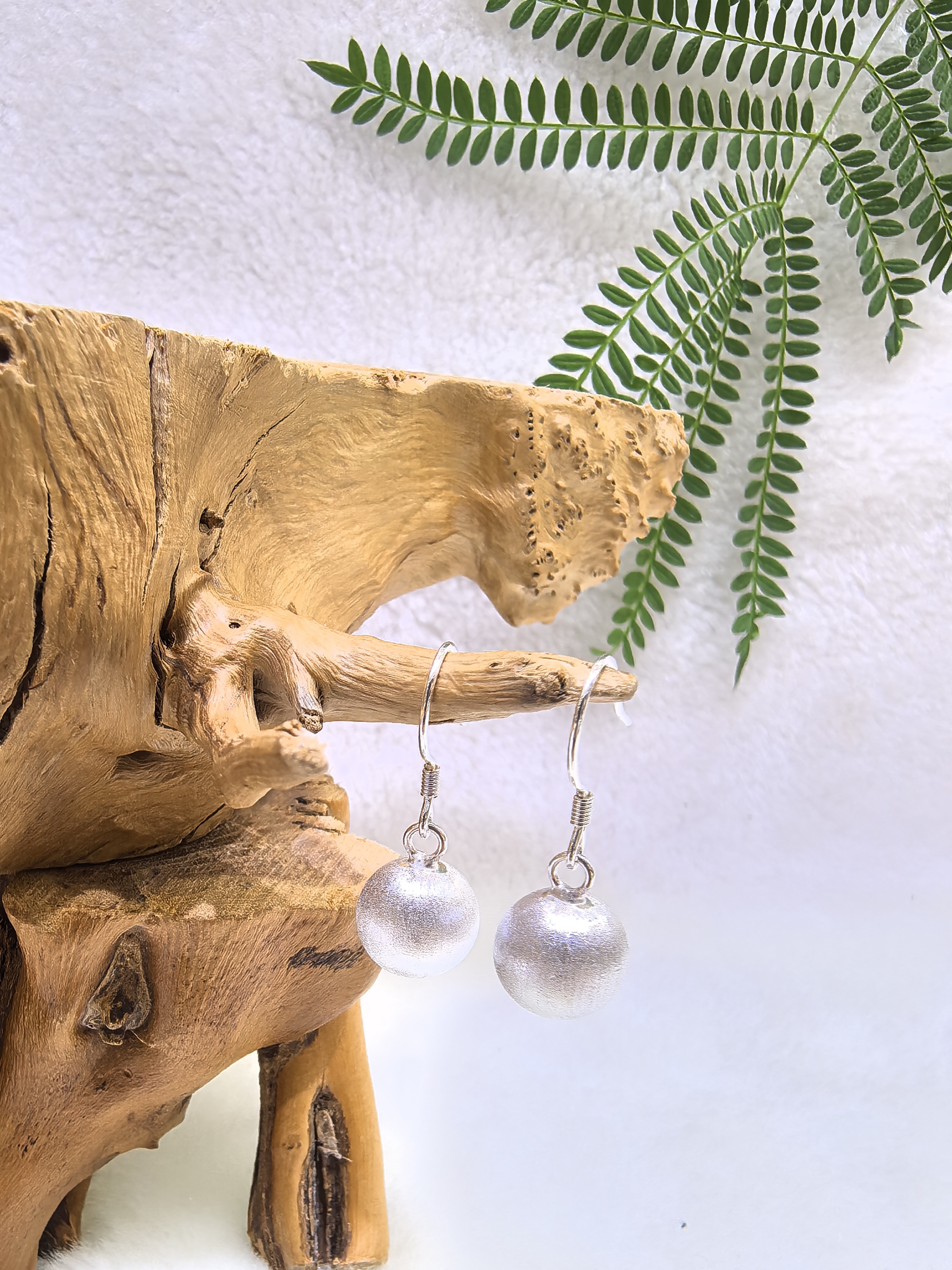 925银银制品 段银匠时尚拉丝银珠耳环s925银耳环