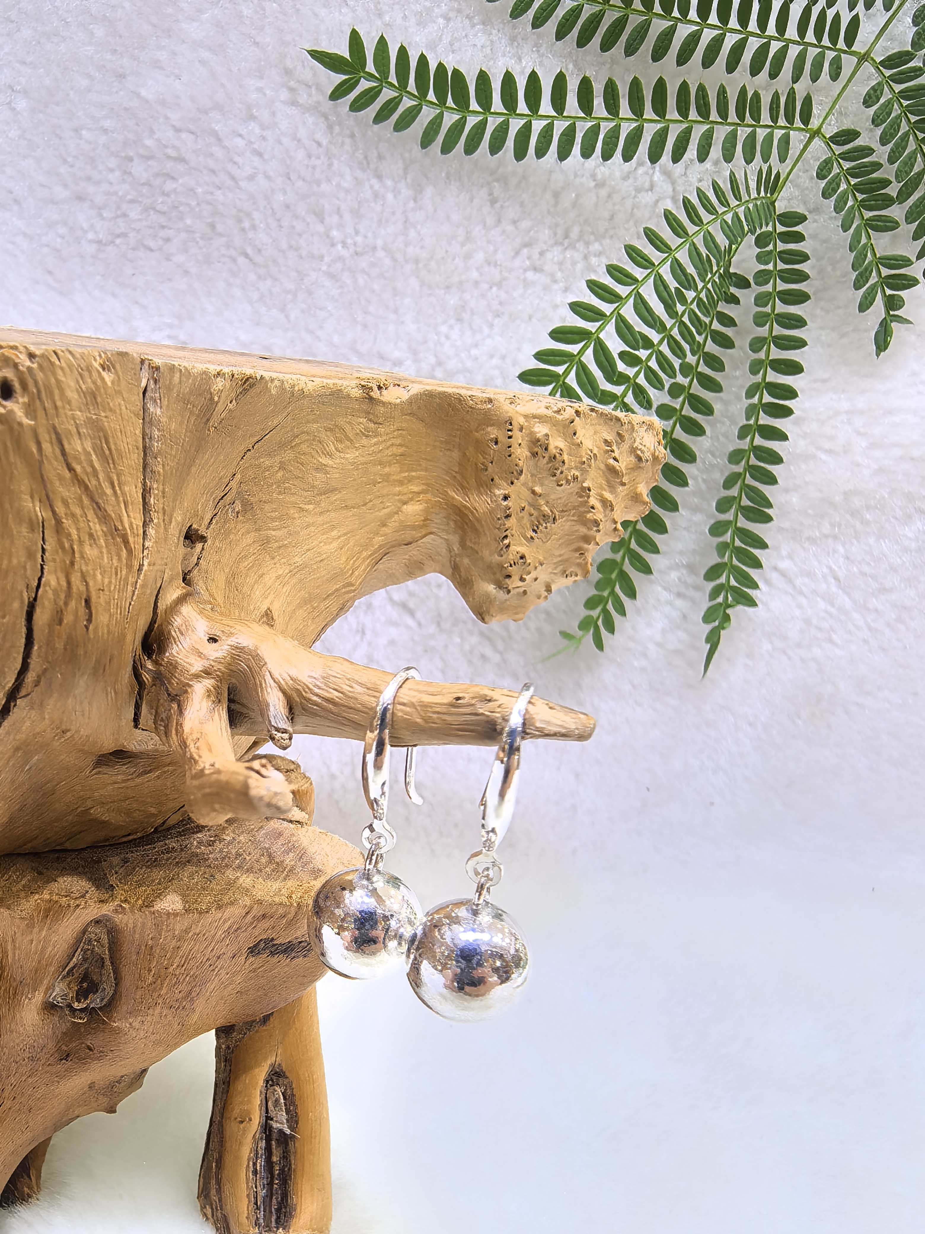 925银银制品 段银匠时尚耳圈吊银珠s925银耳环简约百搭