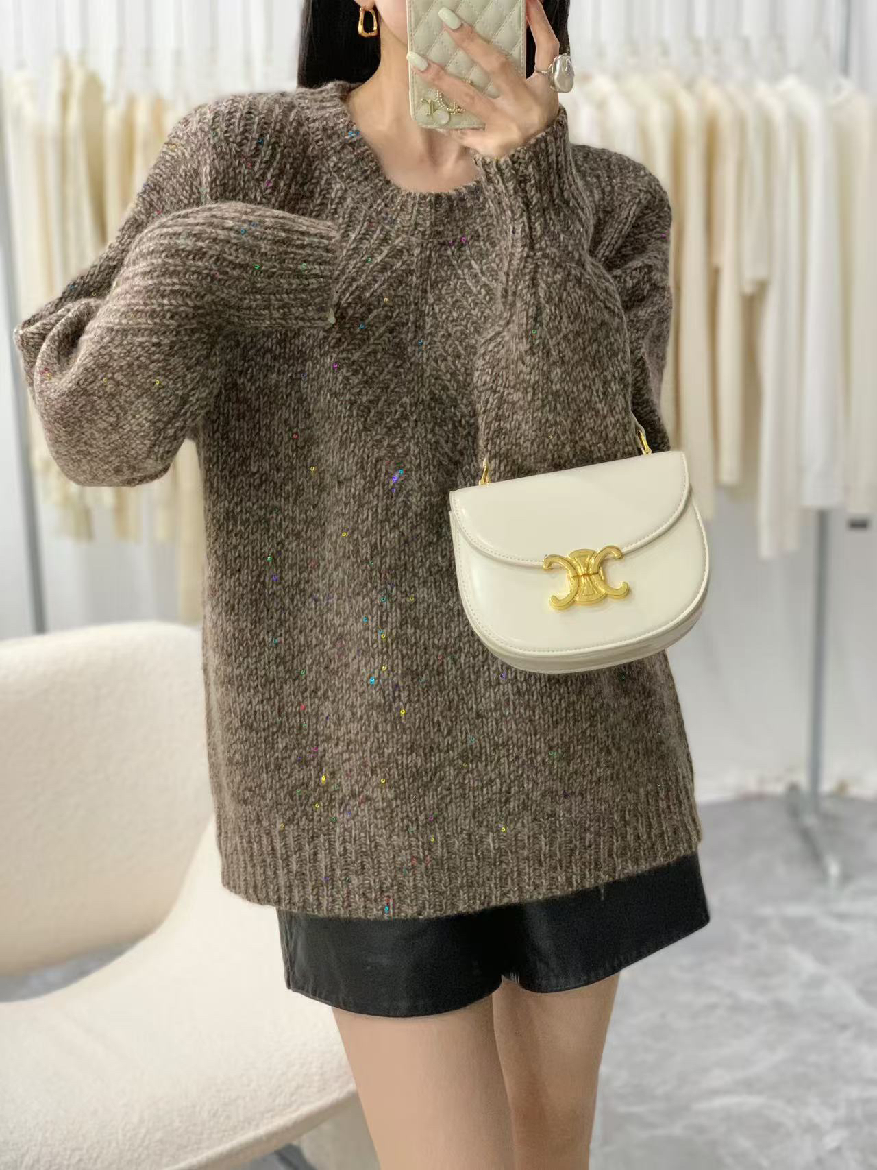 定制康赛尼全5933纱线花纱圆领毛衣