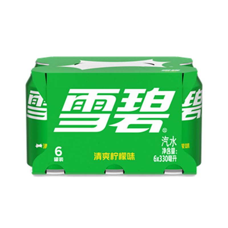 雪碧清爽柠檬味汽水 330ml*6罐/组