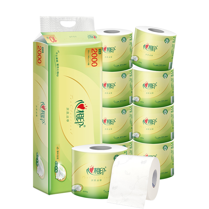 心相印茶语系列四层有芯卫生卷纸 200g*10卷/提