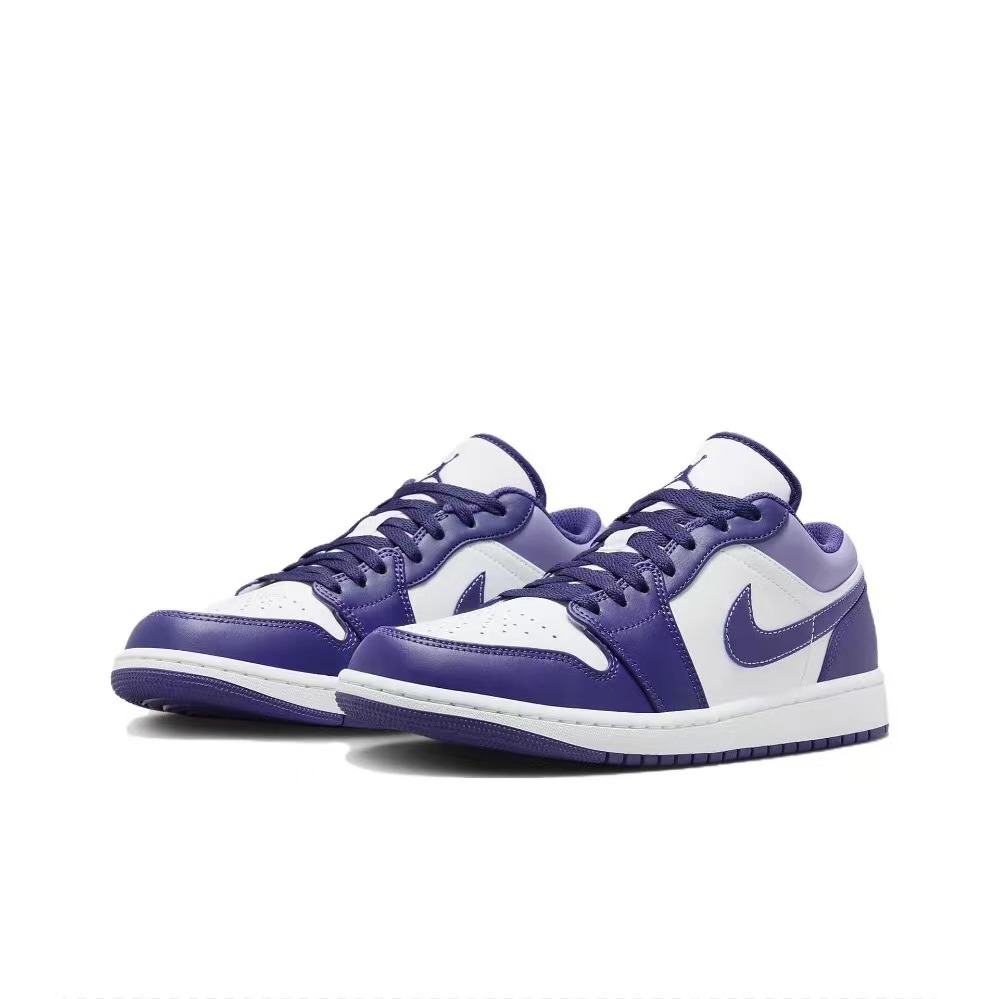 Nike/耐克耐克 AJ1 LOW 白紫色男子低帮复古篮球鞋553558515#HN