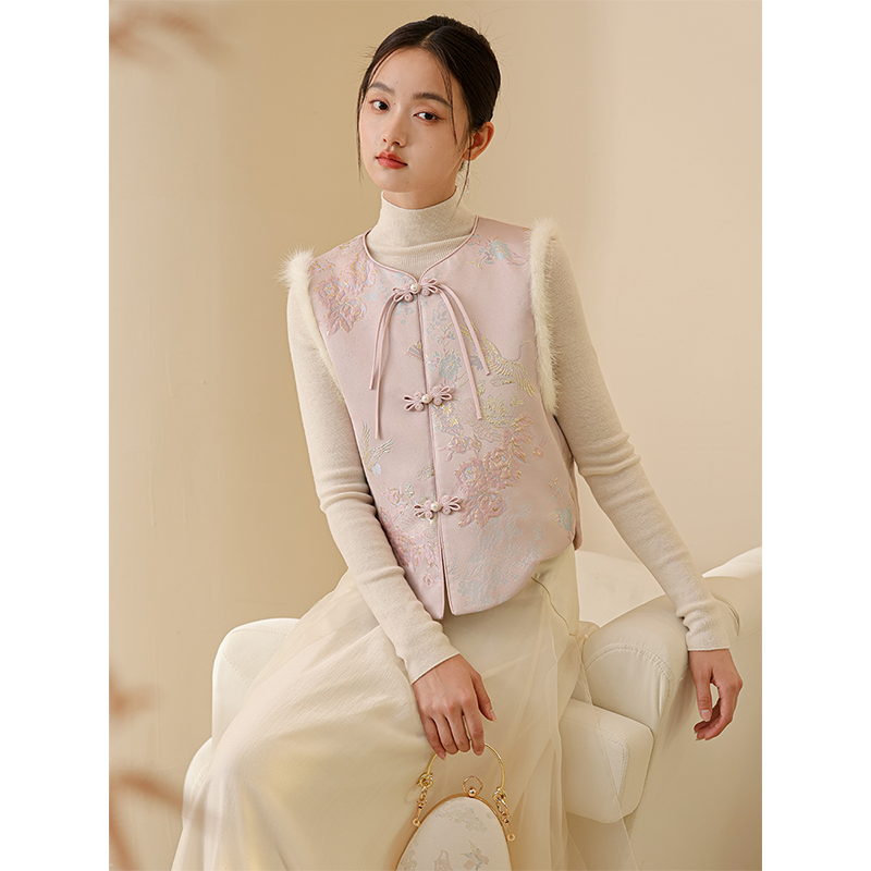 蝶恋花·初蝉新中式上衣女冬新款国风夹棉外搭马甲1215-N