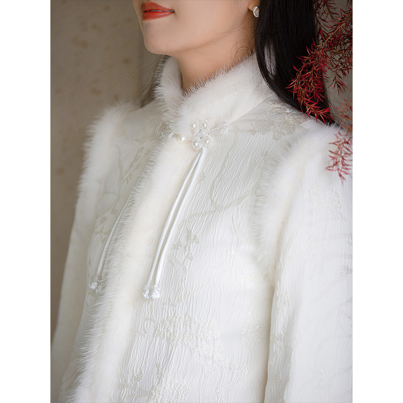 初蝉新中式国风盘扣上衣女冬季百搭夹棉棉袄改良唐装外套1132-N