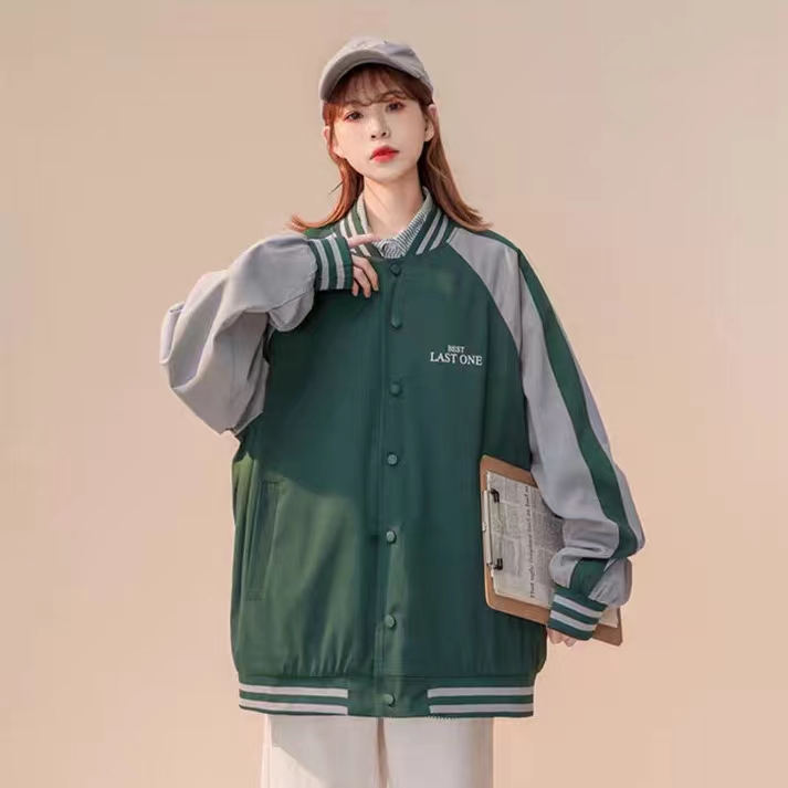 情侣棒球服女韩版宽松美式撞色夹克大码胖炸街薄款设计感小众外套