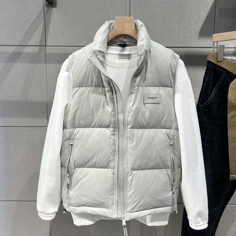 2024冬季男款青年流行简约保暖加厚白鸭绒坎肩潮男士短款羽绒马甲