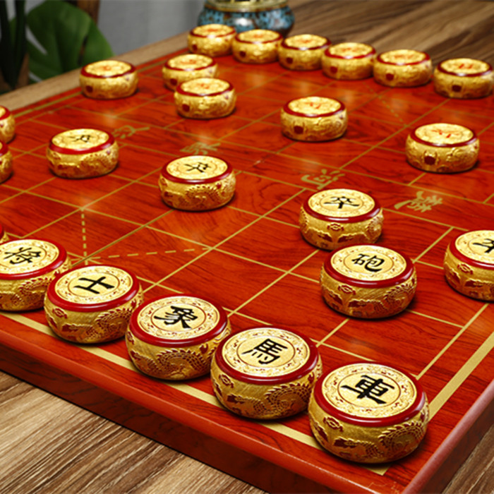 金丝楠象棋中国象棋实木红木象棋质高档大号套装带磁性折叠经典