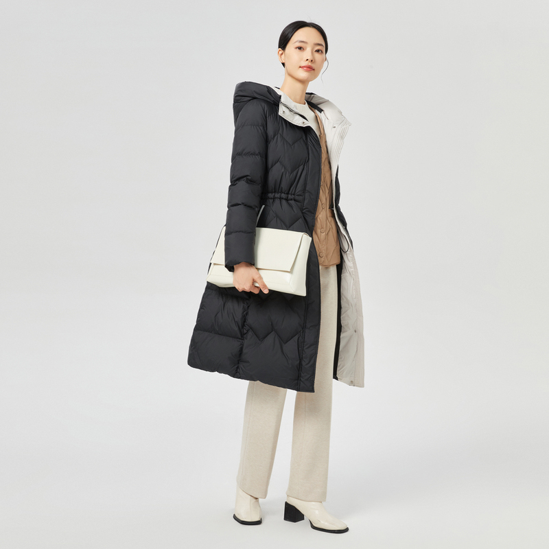 娜尔思90鸭绒商场保暖气质冬连帽防寒羽绒服NR00539S5/NR00561W