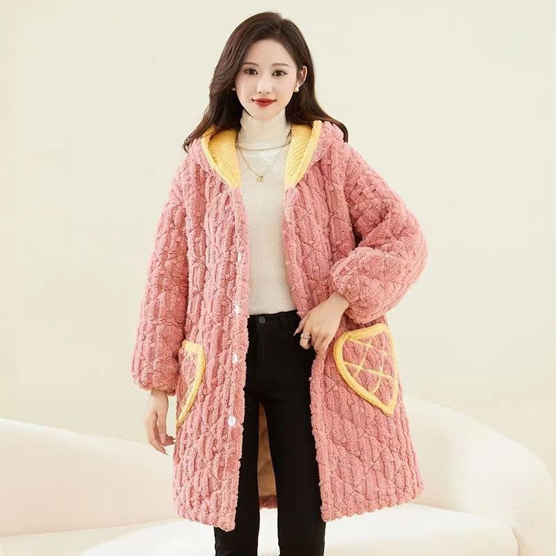 2023冬季新款加绒加厚女士中长款秋冬季韩版保暖休闲时尚连帽冬款