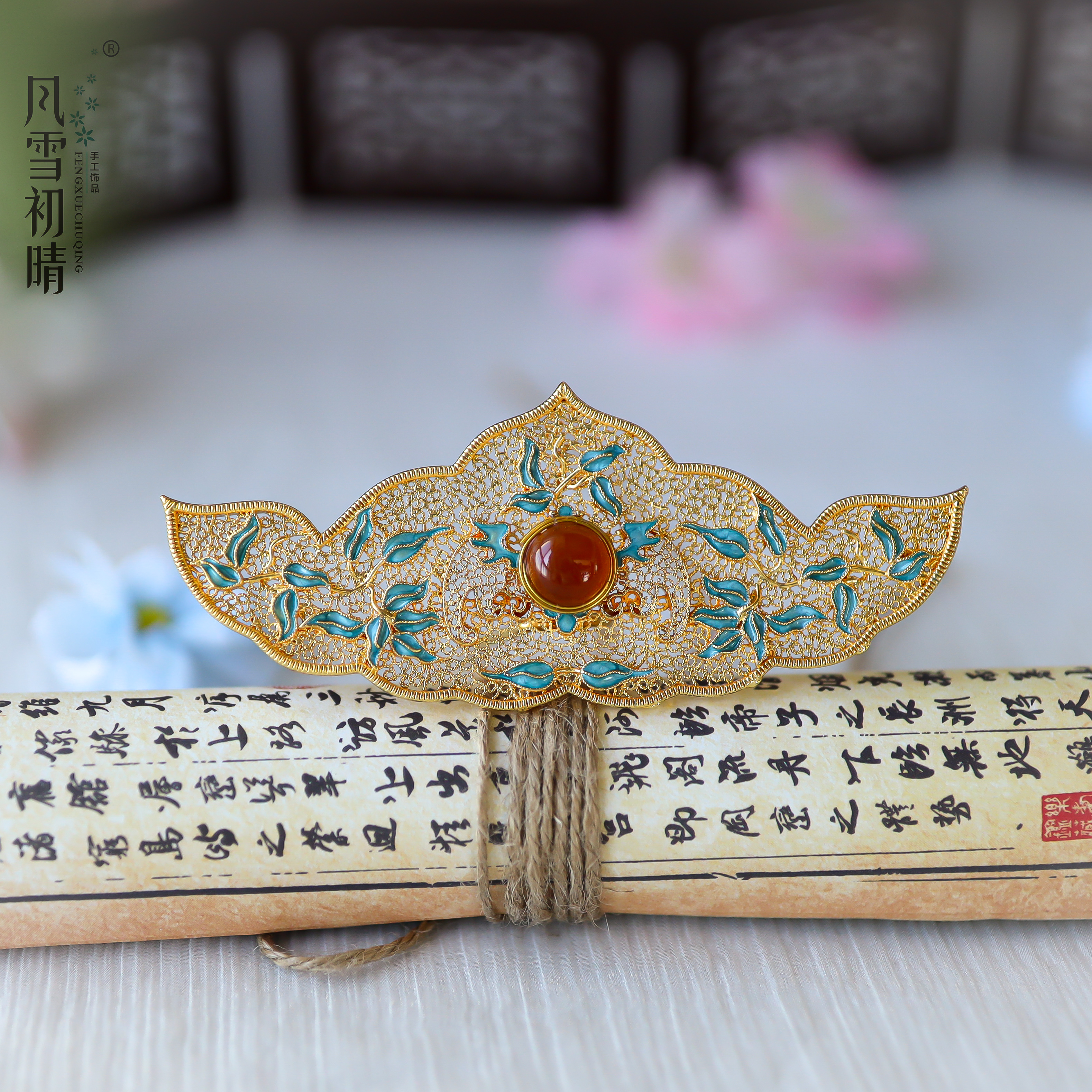 风雪初晴【新粉关福】原创画图开模款明制花丝发冠满冠手工百搭复古