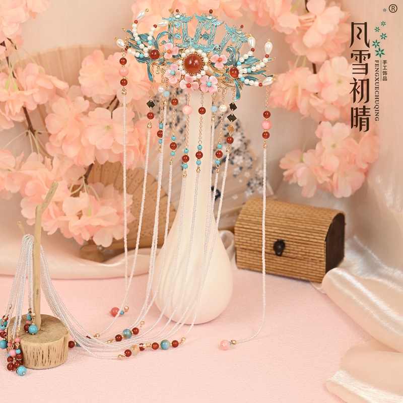 风雪初晴鱼升龙门后压【重工发饰】手工汉服百搭复古风超仙烧蓝发饰