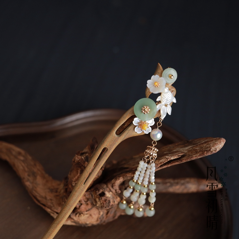 风雪初晴青尽染发簪原创手工时尚百搭汉服配饰