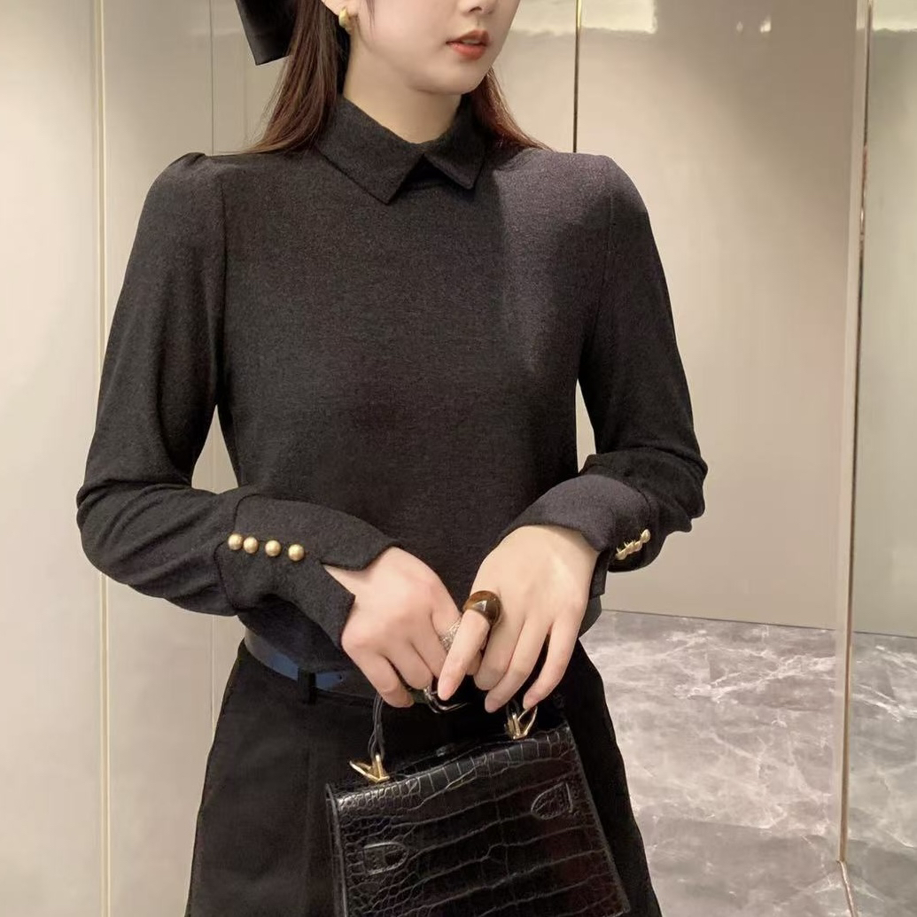 慕斯～秋冬款高翻领设计感时尚百搭长袖显瘦上衣款女