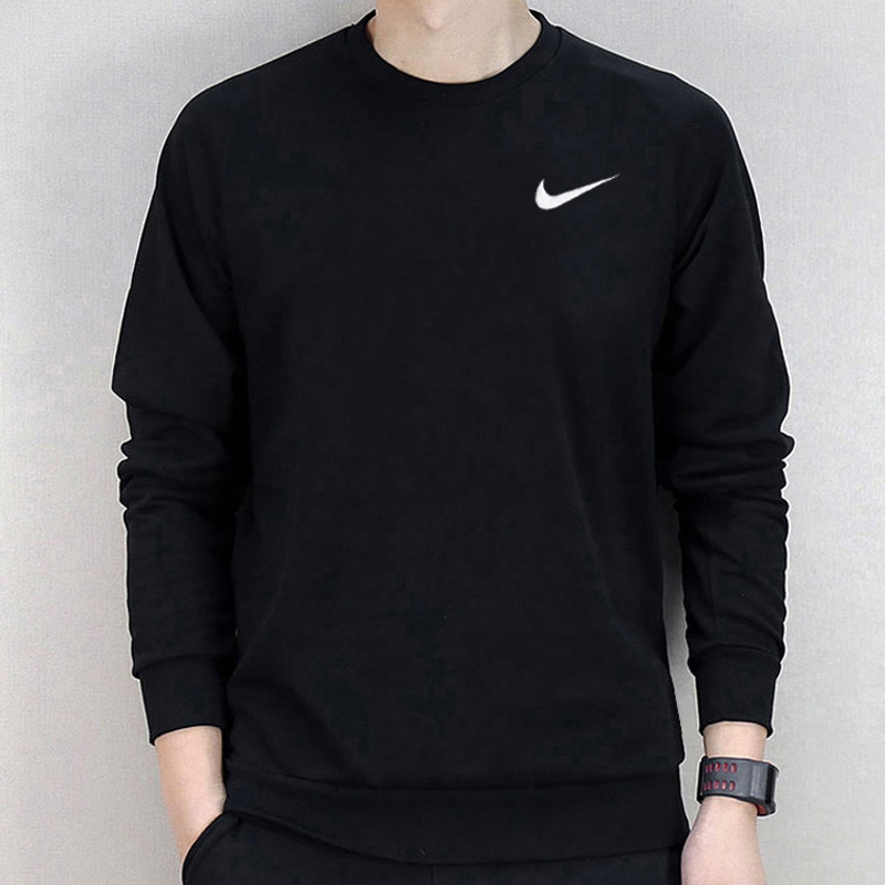 Nike/耐克 男子纯色加绒长袖保暖休闲运动套头衫卫衣 916609-010