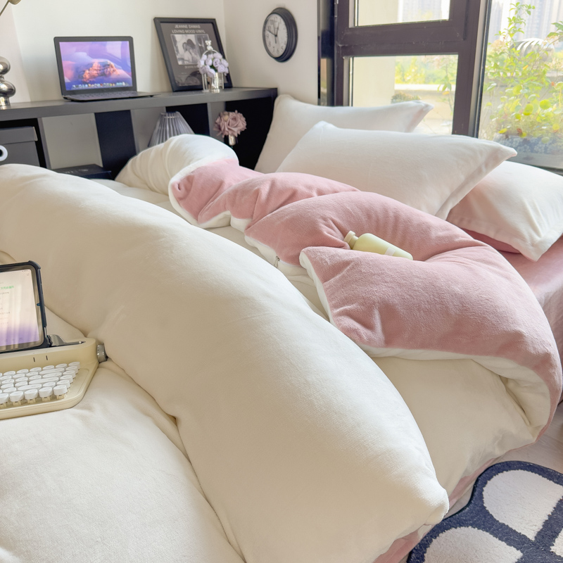 2025秋冬季新款纯色加厚双面牛奶绒被套宿舍单人蓄热保暖亲肤被罩