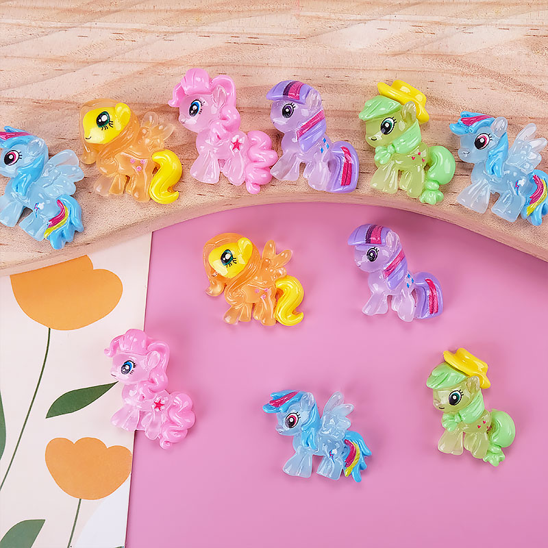 夜光小马动物树脂配件 diy手机壳装饰材料包儿童手工发饰发夹贴片