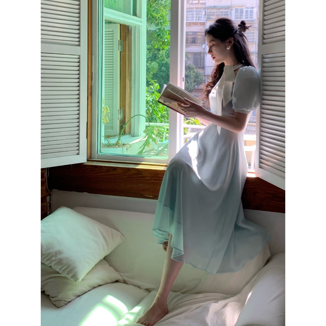 【春节倾仓】《演奏家》蝴蝶结绑带气质端庄法师优雅显瘦春夏连衣裙