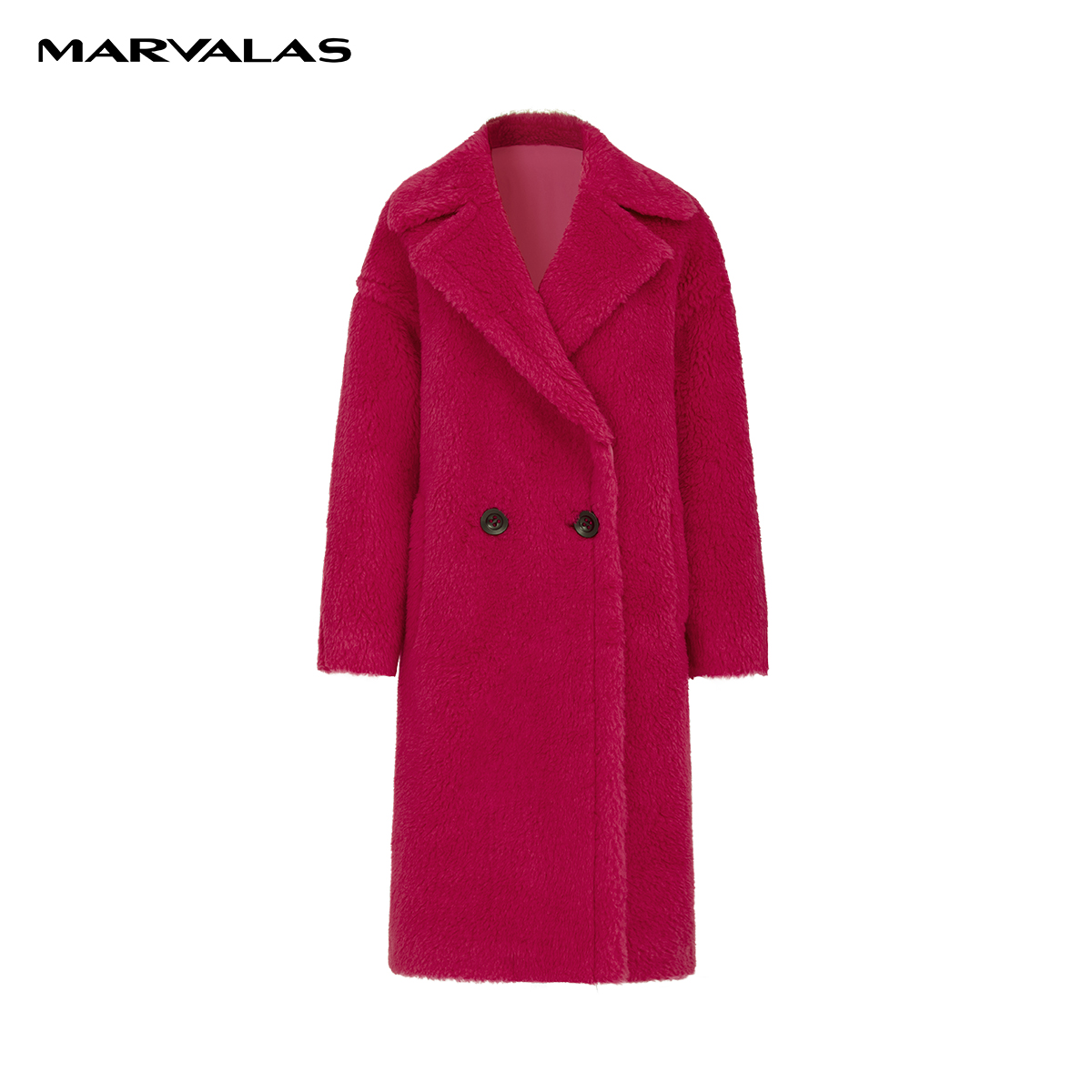 【曼德诗专柜款】轻奢绵羊毛双排扣大衣M426306872大衣气质