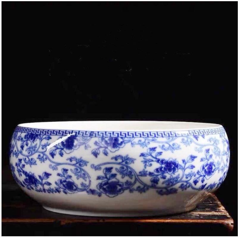 烟灰缸超大号家用客厅中式茶台多功能桌面垃圾果皮茶渣缸陶瓷花盆