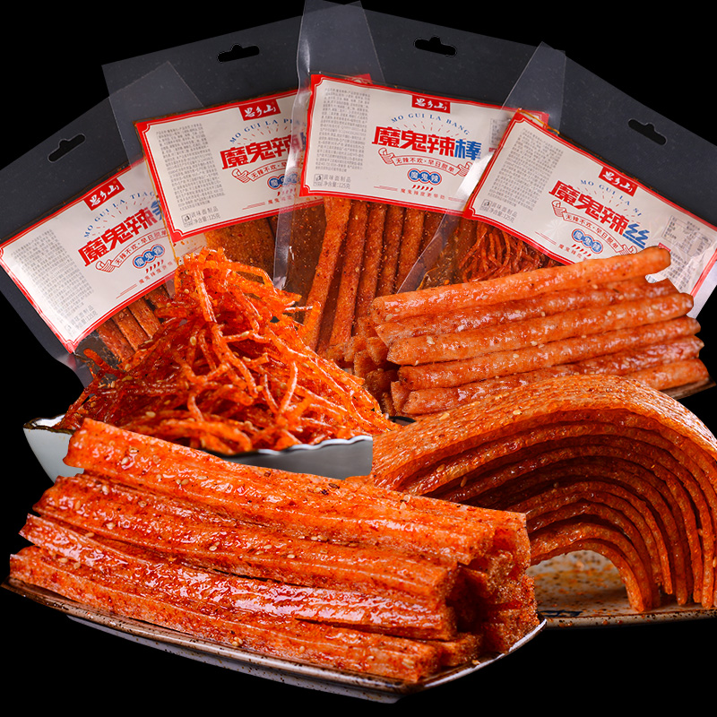思乡山火爆辣丝平江大辣片香辣麻辣面筋辣条辣棒湖南特产零食组合