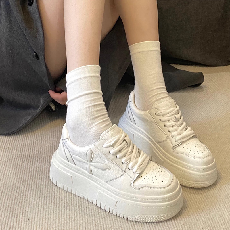 爆款小白鞋女2023春季新款学生休闲透气百搭增高厚底chic松糕鞋女