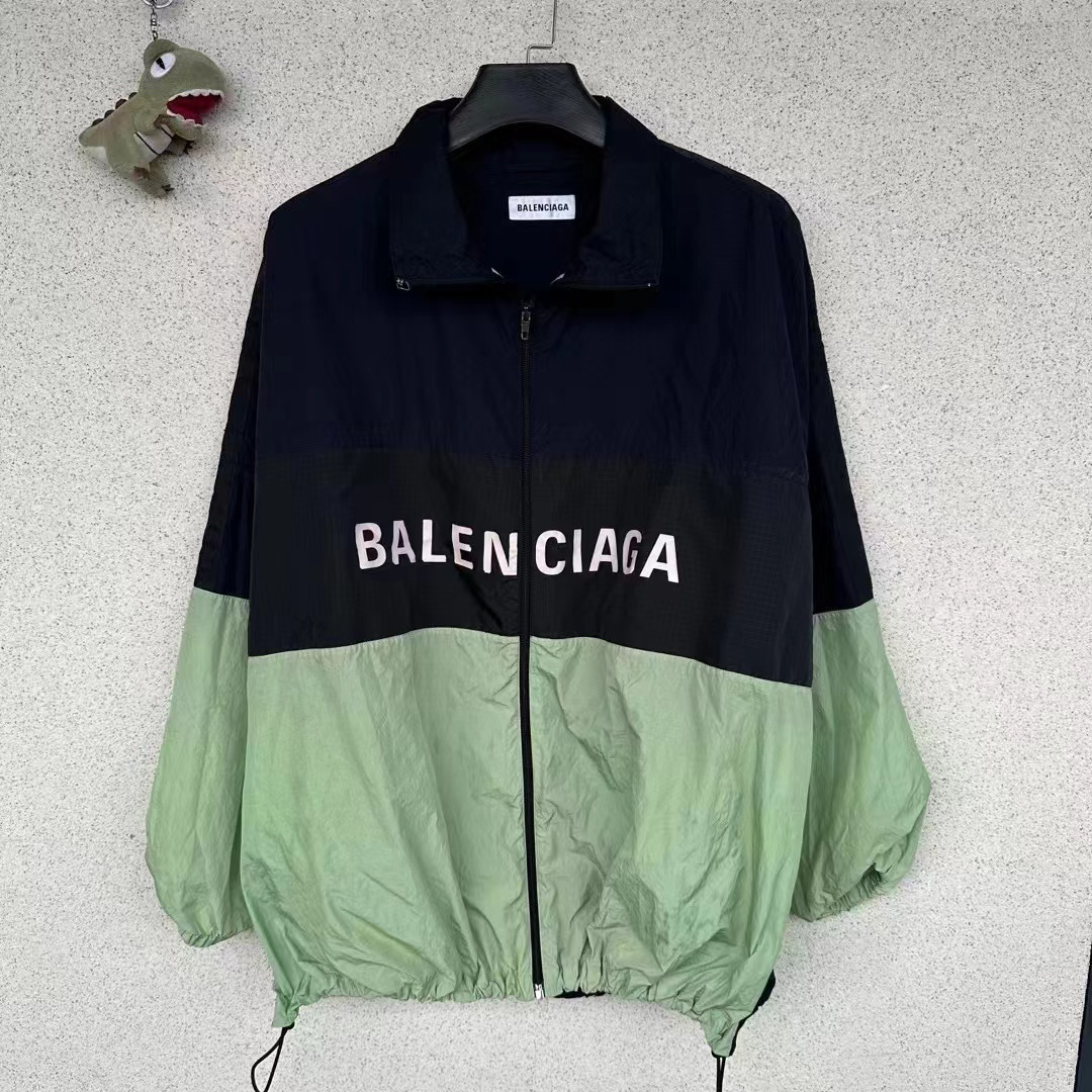 98新 Balenciaga/巴黎世家 黑绿拼接冲锋衣/34码