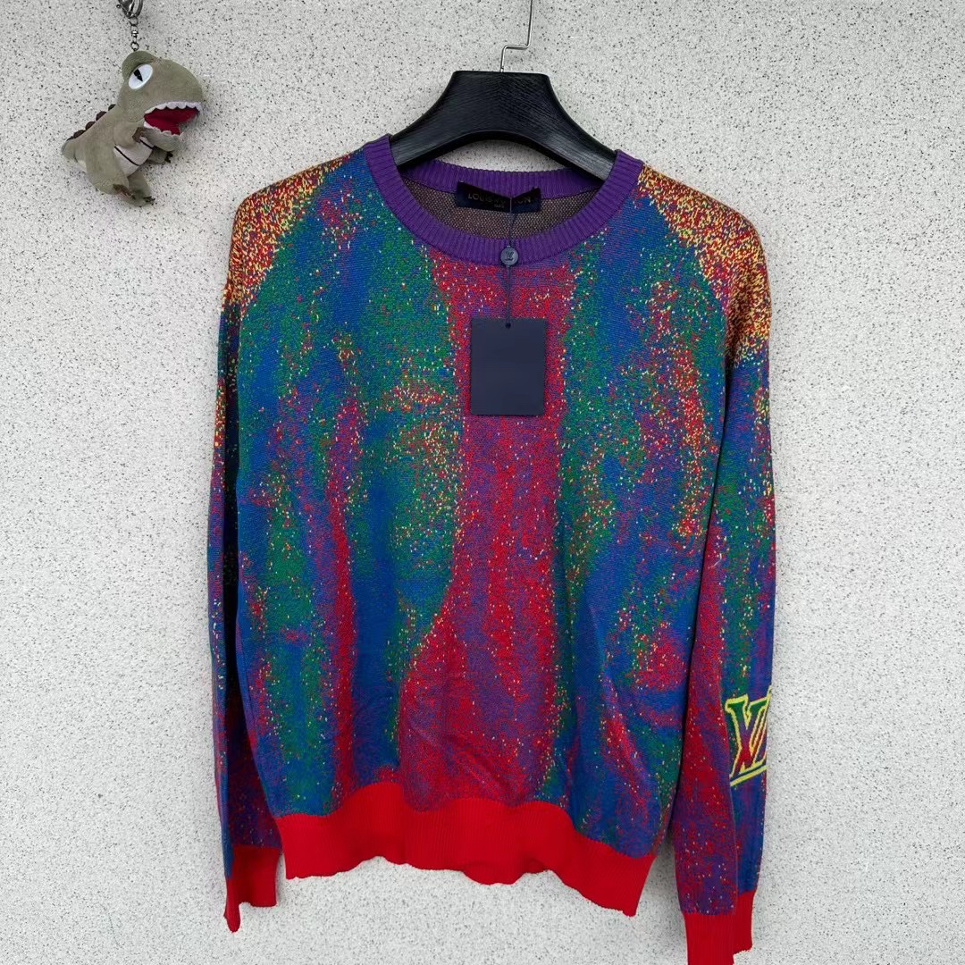 全新未使用 LouisVuitton/路易威登 LV炫彩手臂logo毛衣 L码