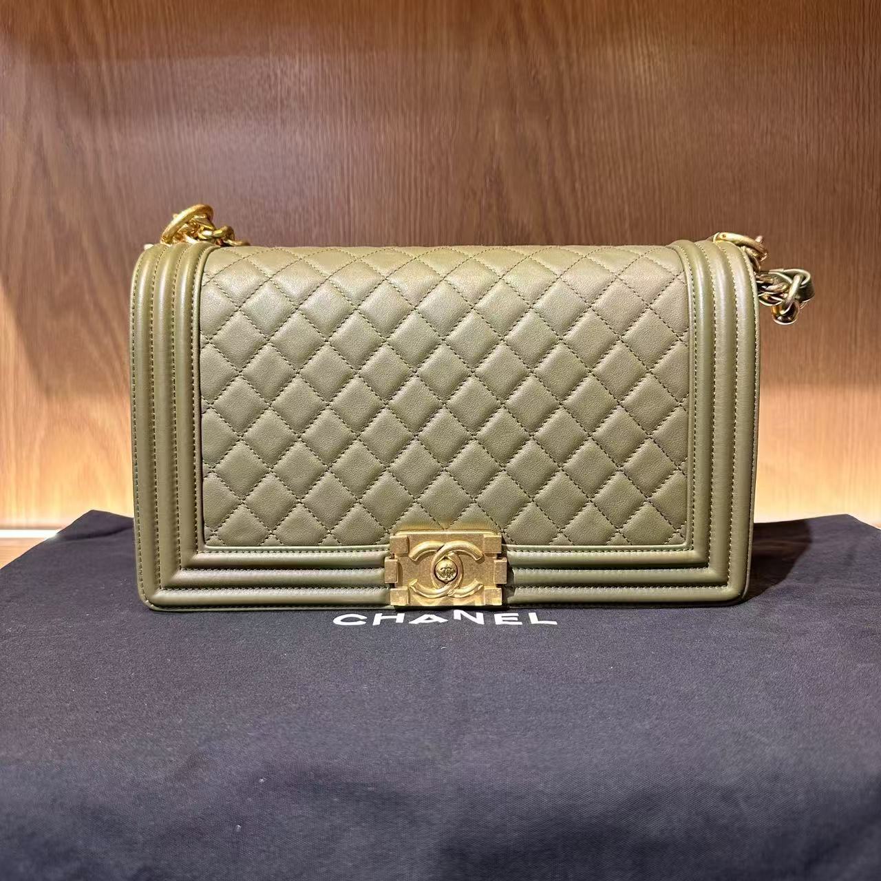 99新 Chanel/香奈儿 飞小雨Fisoy/橄榄绿LEBOY中号斜挎包