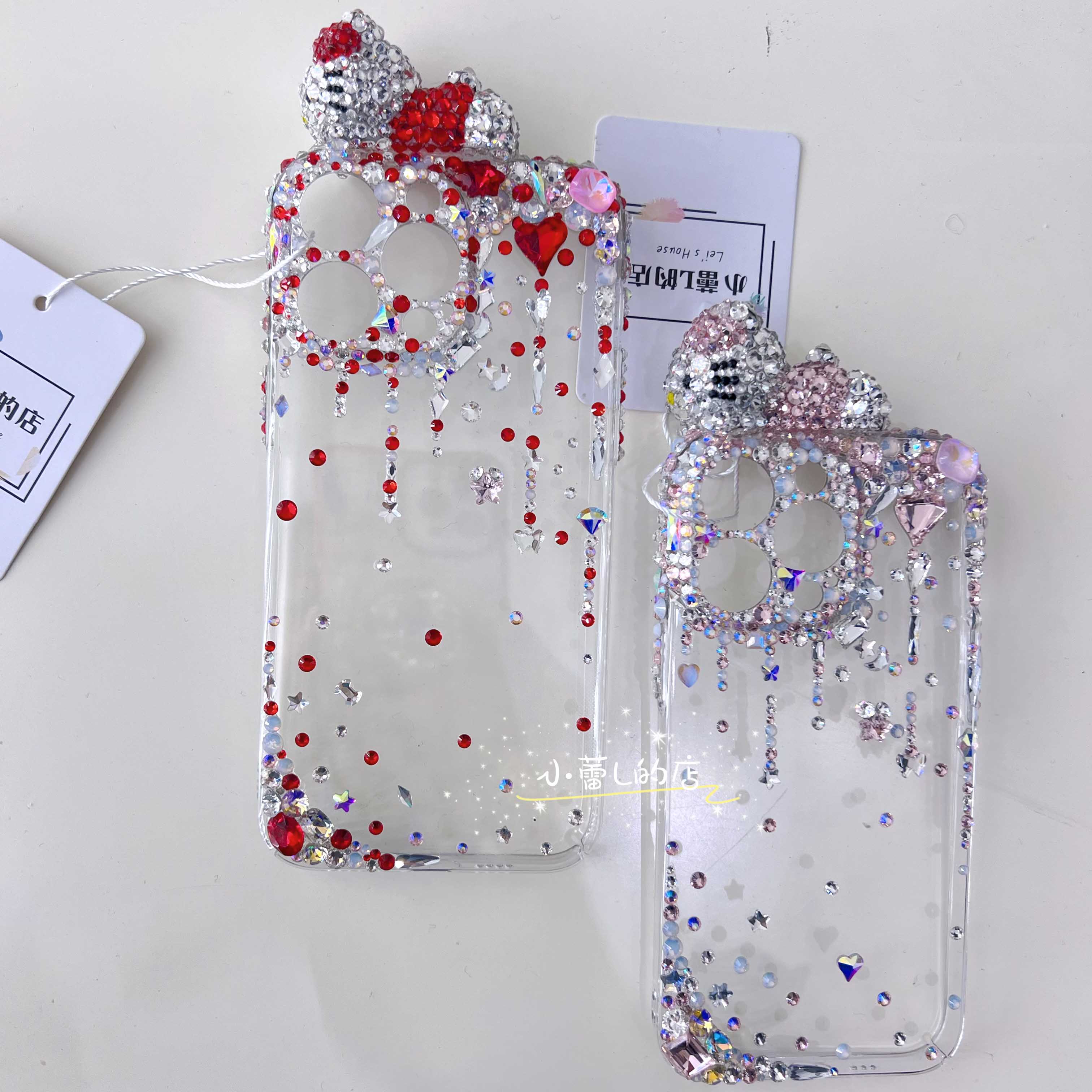 趴趴kt蜜桃粉流水贴钻不发黄手机壳适用14华为适用15苹果16Promax