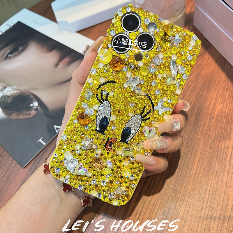 【招财黄翠迪】可爱翠迪满钻发财黄水钻17手机壳15pro适用16promax