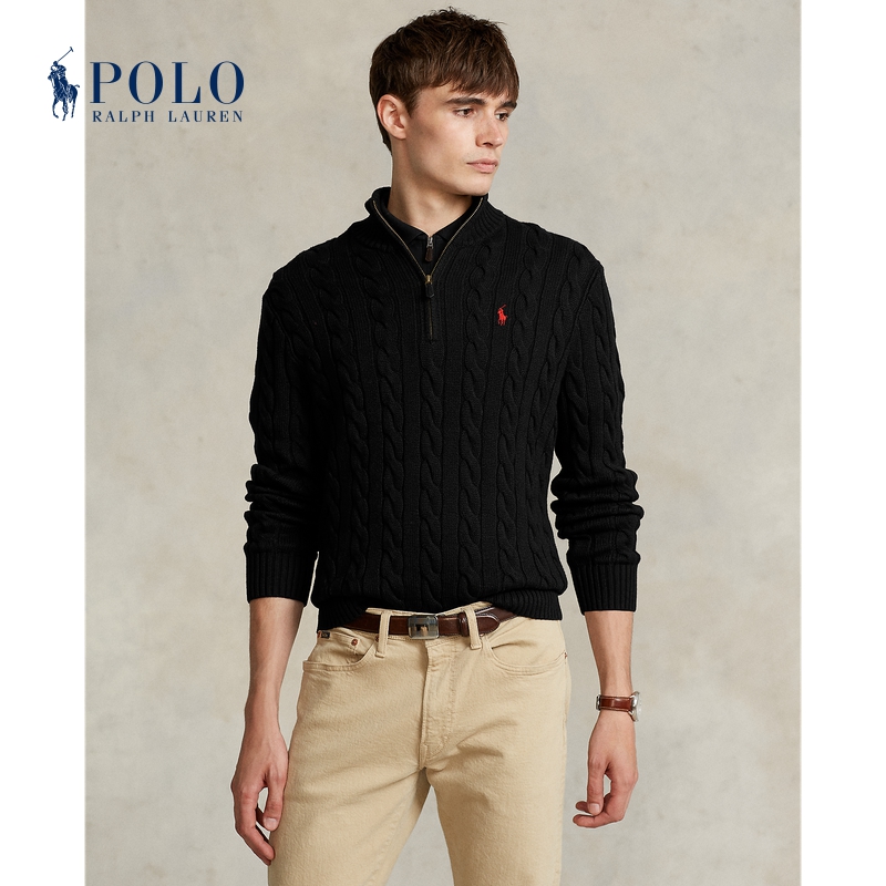 Ralph Lauren拉夫劳伦男装 经典款绞花编结棉质针织毛衫710810841