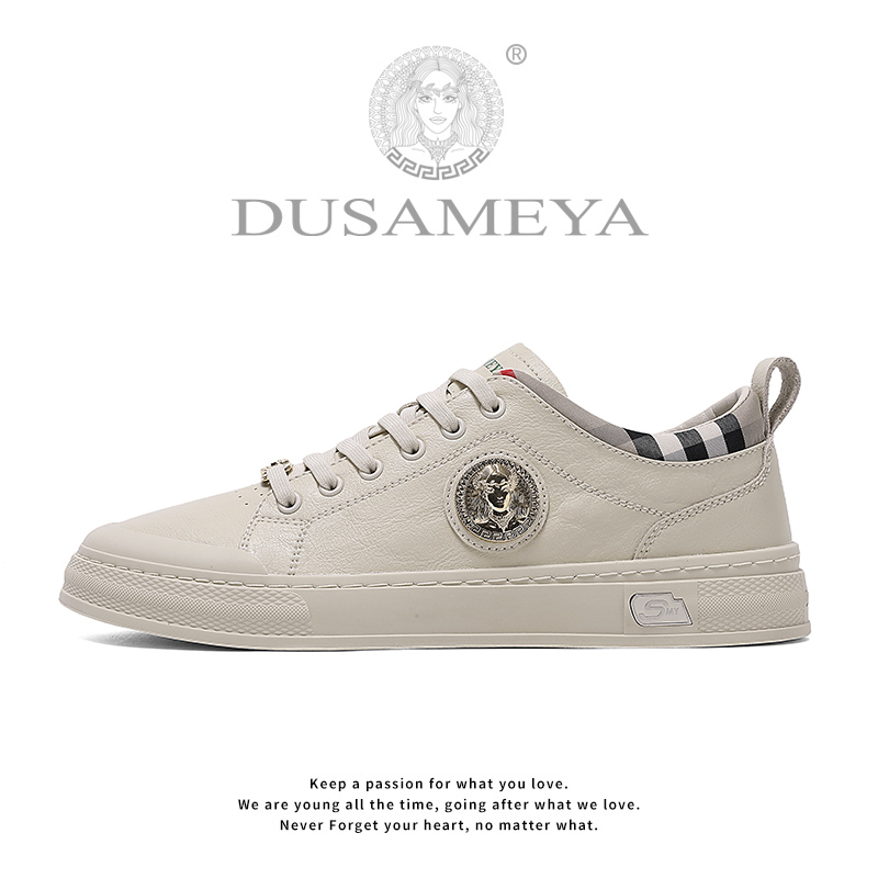 DUSAMEYA/杜莎米娅男士轻奢时尚百搭低帮小白鞋秋季透气板鞋D6691