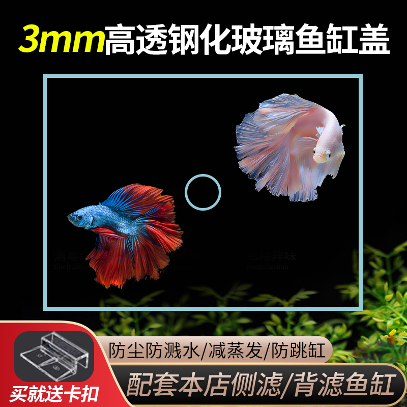 鱼水国度背滤测滤鱼缸专用盖钢化玻璃材质送托架