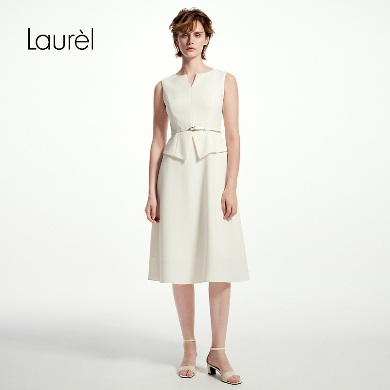 Laurel劳芮25春新款假两件无袖收腰连衣裙LWD361Y02500