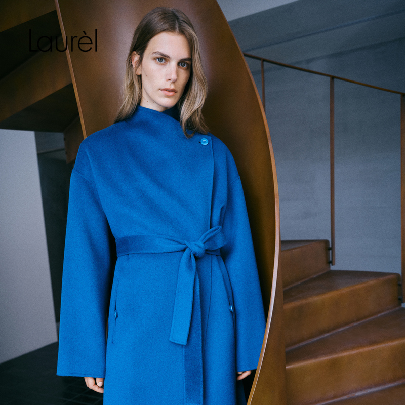 【山羊绒】Laurel劳芮24冬新款柏林蓝长款大衣女LWL354D03100
