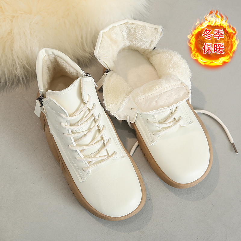 2023新款加绒加厚保暖棉鞋休闲百搭女鞋子厚底休闲鞋5898-1//DK