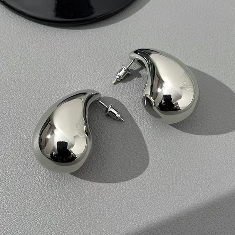 铜合金耳饰 水滴金属百搭时尚个性简约小众饰品耳钉N10009