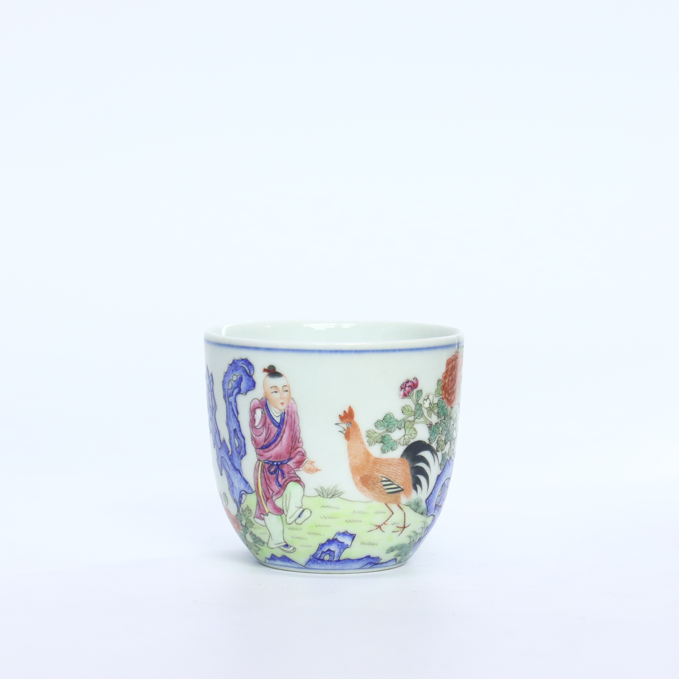 【清乾隆】粉彩诗文鸡缸杯（口径8cm高7cm）534