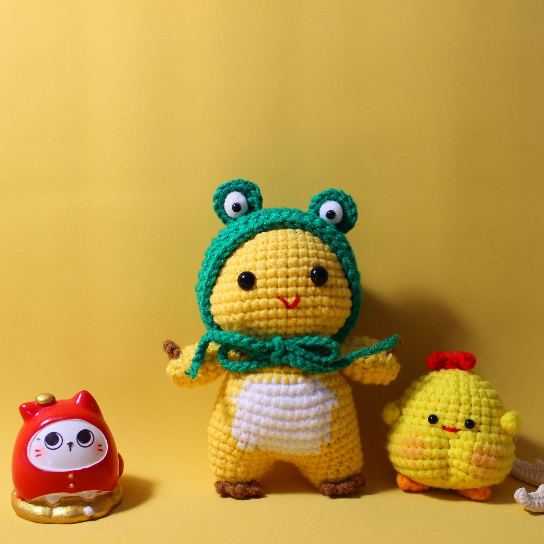  【28】手玩编织小工偶 超萌毛线成织奶龙 卡通玩偶奶龙轻微