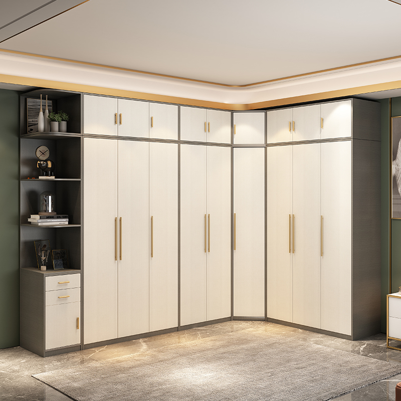 转角衣柜定制家用书桌梳妆台一体成品现代简约到顶衣帽间经济衣橱